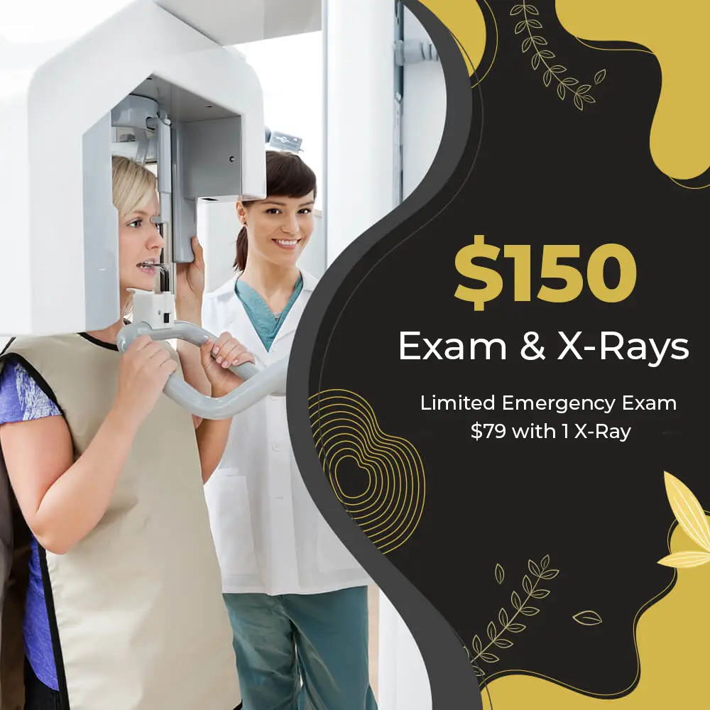 $150 Exam & X-Rays | Limited Emergency Exam<br />
$79 with 1 X-Ray